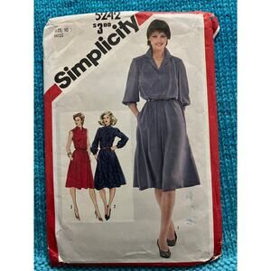 Simplicity 5242 Sewing pattern shirt dress swing skirt 1980s size 10